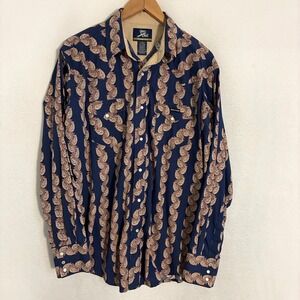 Twenty X Wrangler Shirt Mens L Paisley Pearl Snap Western Cowboy Rodeo Ranch